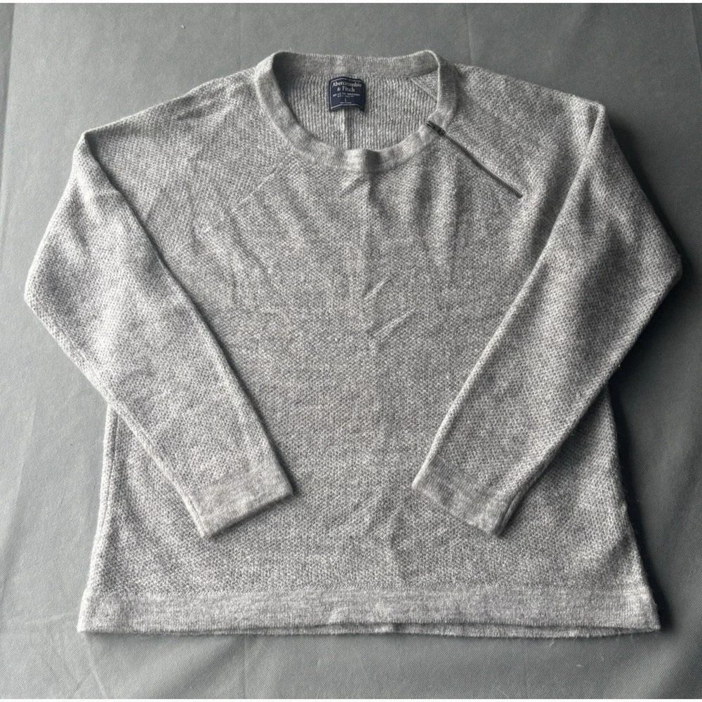 Abercrombie & Fitch Women L Sweater Grey Soft 1/4 Zip